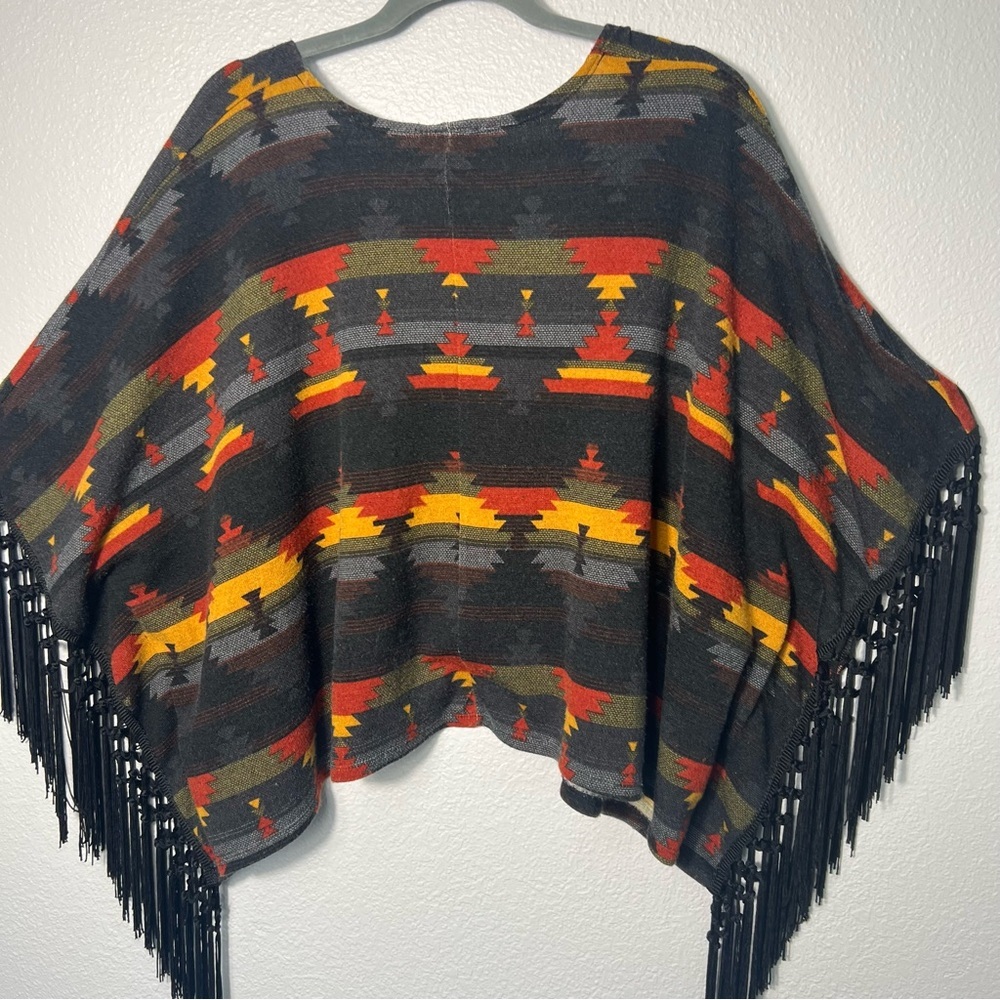 Wrangler Southwestern Fringe Cardigan Kimono Open Front Aztec Print Boho S/M - Picture 10 of 15